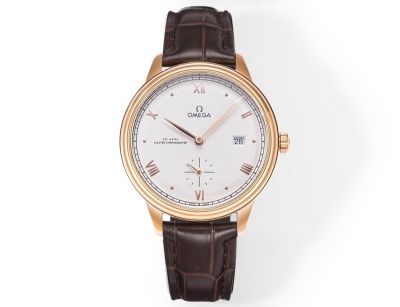 Omega De Ville 41MM Stainless Steel 8802 Movement Italian Cowhide Leather Strap Replica Watch